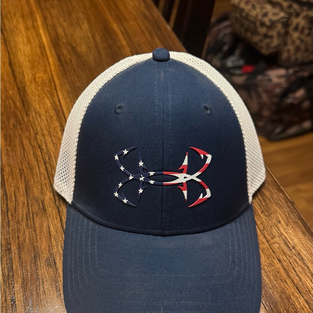 Under Armour Dark Blue and White Mesh Cap
